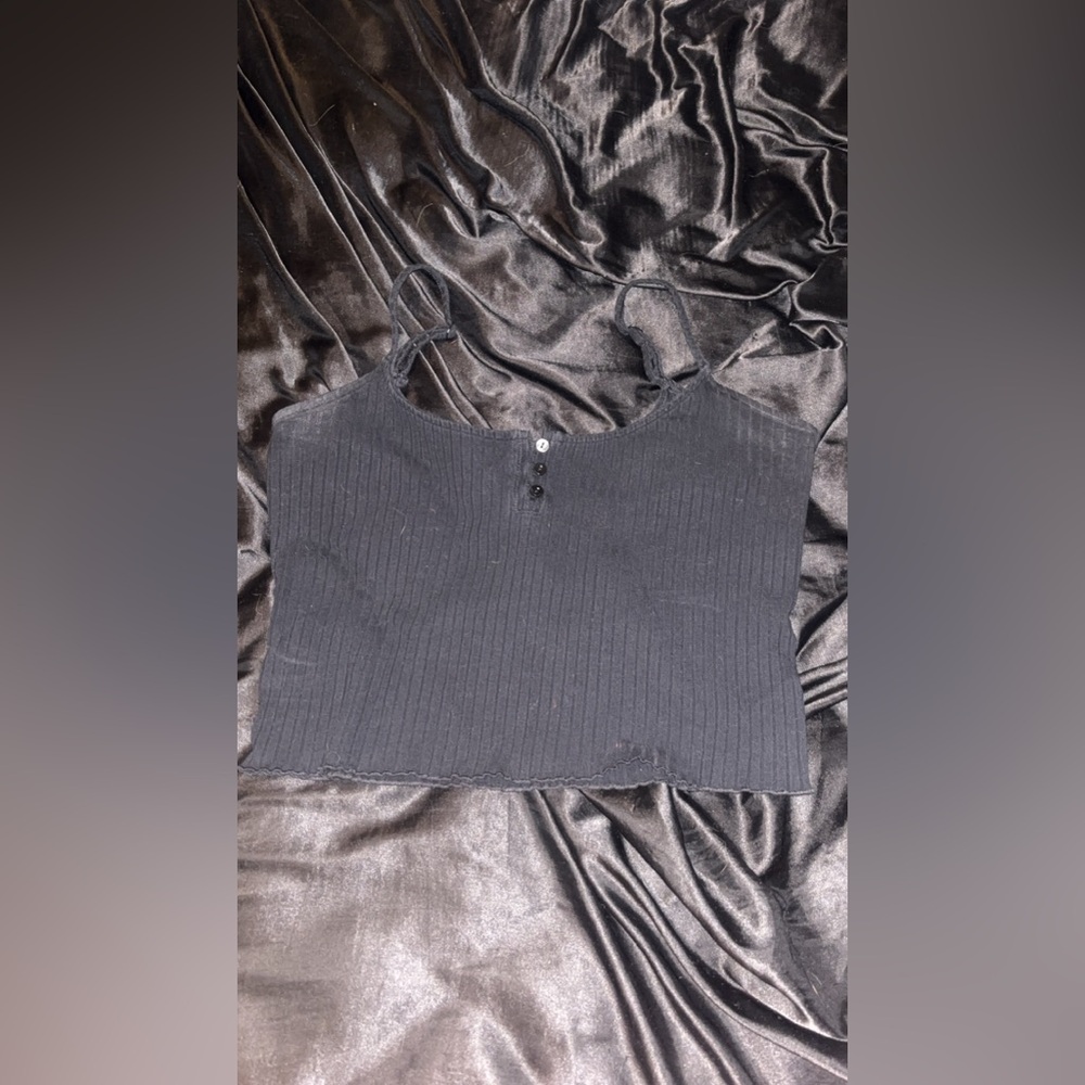 American Eagle Outfitters Black Ribbed Crop Top